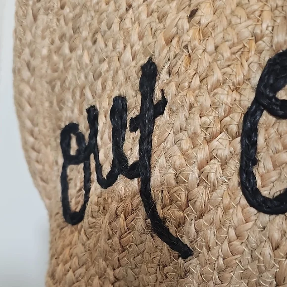 Natural Woven Tote with Black Embroidery - Picture 5 of 7